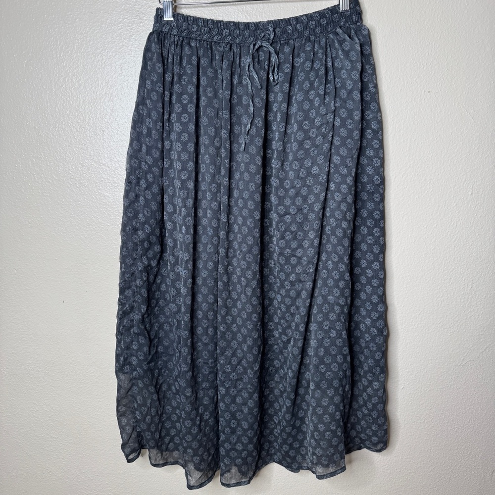 Rene Margo Skirt Women's Large Gray Sheer Maxi Subtle Floral Print Boho